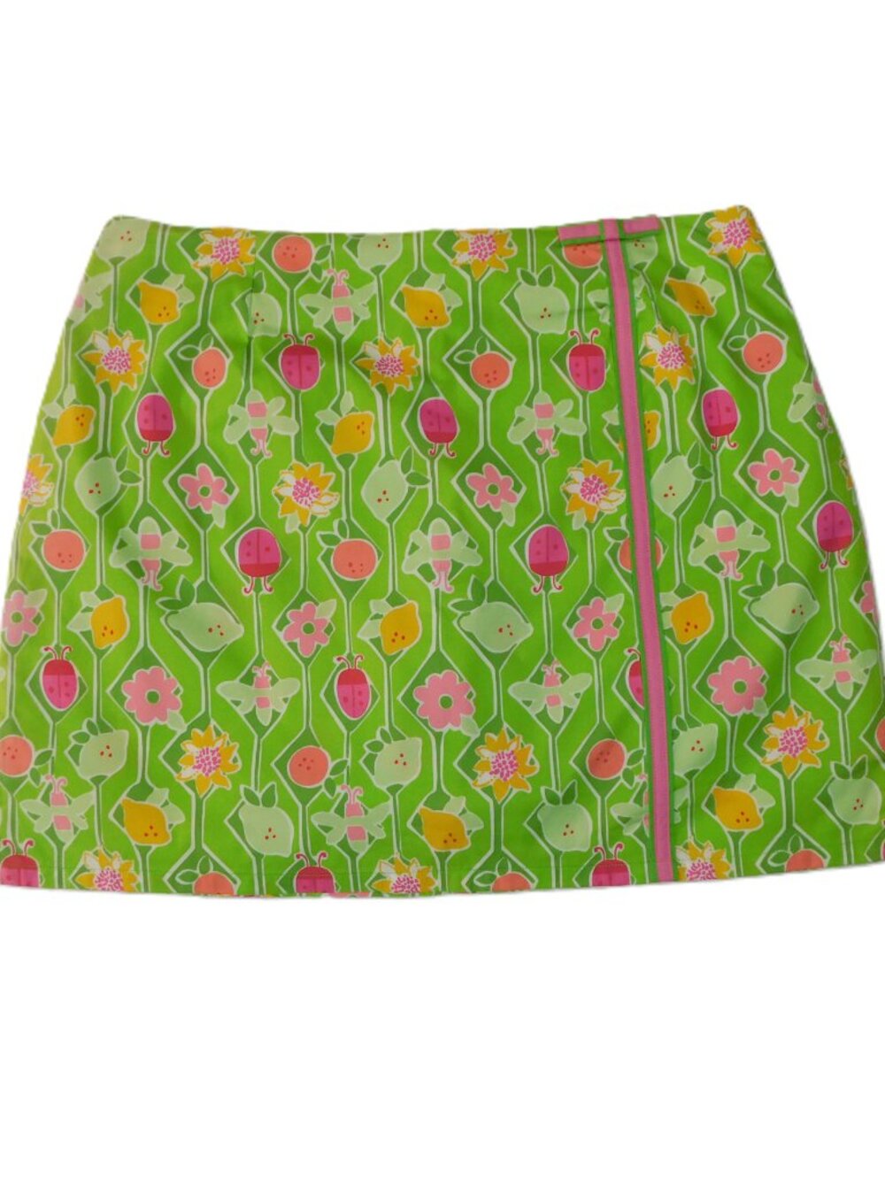 Lilly Pulitzer Vintage Green Floral Labybug Print Cotton Skort | VGUC | 10